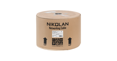 Кабель NIKOLAN U/FTP, 4 пары, Кат.6a, 23 AWG, внутренний, LSZH, 500м 